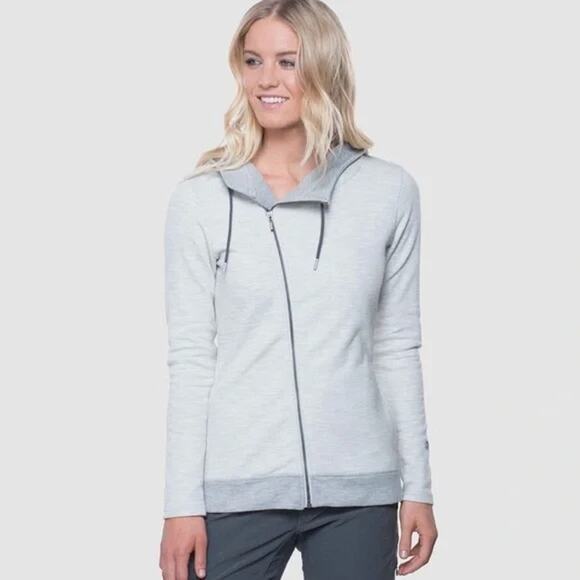 Kuhl Arva Asymmetrical‎ Full Zip Hoody Hoodie Womens XS Ivory Gray - Picture 1 of 16